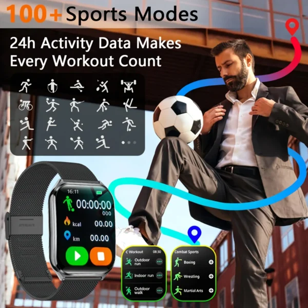 2025 Slim men's and women's smartwatch 1.96-inch AMOLED HD screen Motion track Bluetooth call IP67 waterproof for Huawei Xiaomi - Image 3