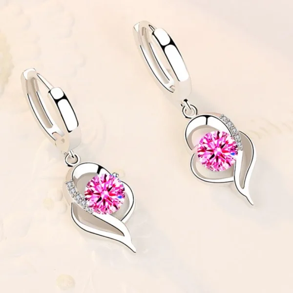 925 Sterling Silver Blue Pink White Purple Crystal Zircon Hot Selling Earrings - Image 2