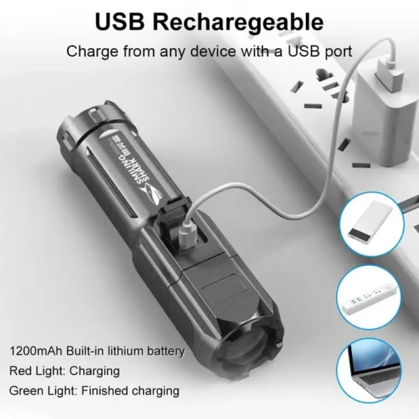Powerful LED Flashlight Rechargeable USB 18650 Waterproof Zoom - Image 6