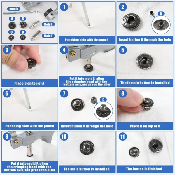 40 Set Metal Snap Button With Plier Tool Sewing Button Thickened Snap Fastener Kit DIY Craft for Installing Sewing Clothes - Image 4