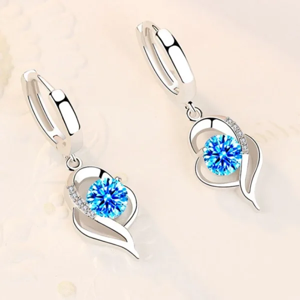 925 Sterling Silver Blue Pink White Purple Crystal Zircon Hot Selling Earrings
