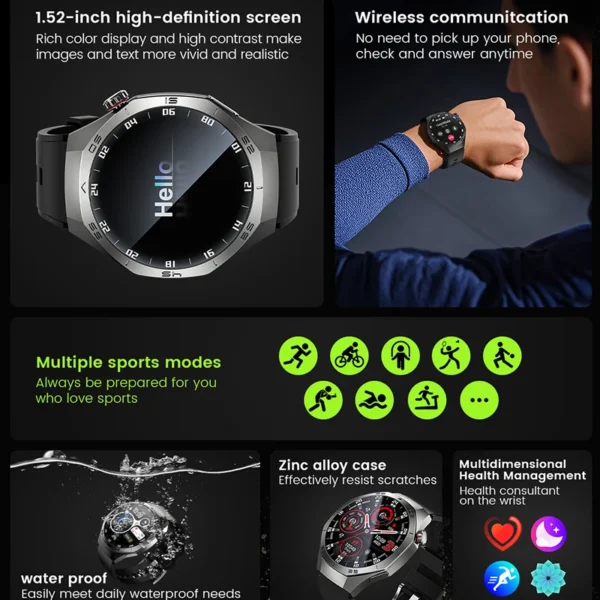 2025New For Huawei GT5 Pro Smart Watch Men HD AMOLED Screen GPS Motion trajectory HeartRate Bluetooth Call 1.52" SmartWatch IP68 - Image 2