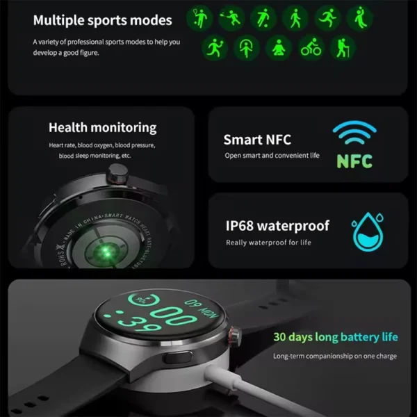 2025 New Smart Watch Men For Huawei Watch 4 Pro 360*360 HD Screen Heart rate Bluetooth Call Health Monitoring Sports Smartwatch - Image 3