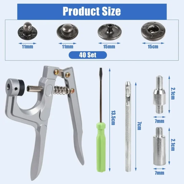 40 Set Metal Snap Button With Plier Tool Sewing Button Thickened Snap Fastener Kit DIY Craft for Installing Sewing Clothes - Image 6