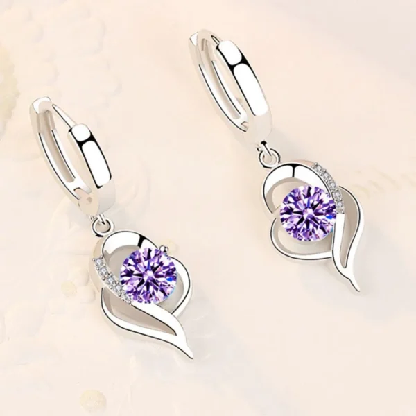 925 Sterling Silver Blue Pink White Purple Crystal Zircon Hot Selling Earrings - Image 3