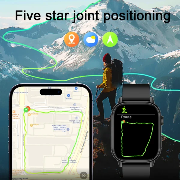 New Sports GPS tracker AMOLED Smartwatch Men Compass Military Outdoor Sports Bluetooth Call Watch 2.01 inch HD screen for Huawei - Image 6
