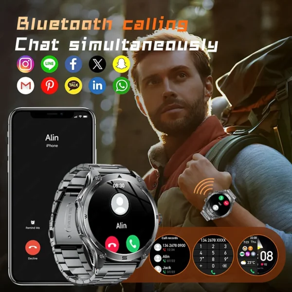 2025 For HUAWEI New Military Smart Watch Built-in GPS Compass barometer 3ATM Waterproof Sport Smartwatch Men Support Voice Call - Image 4